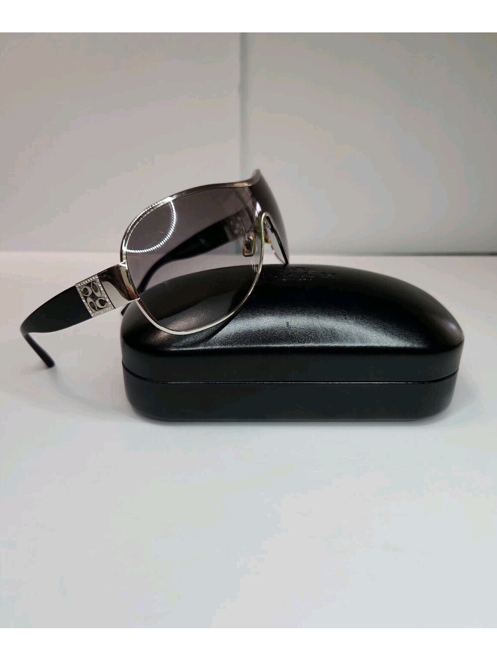COACH REAGAN HC7005B DESIGNER SILVER/BLACK SUNGLASSES SHEILD GRADIENT